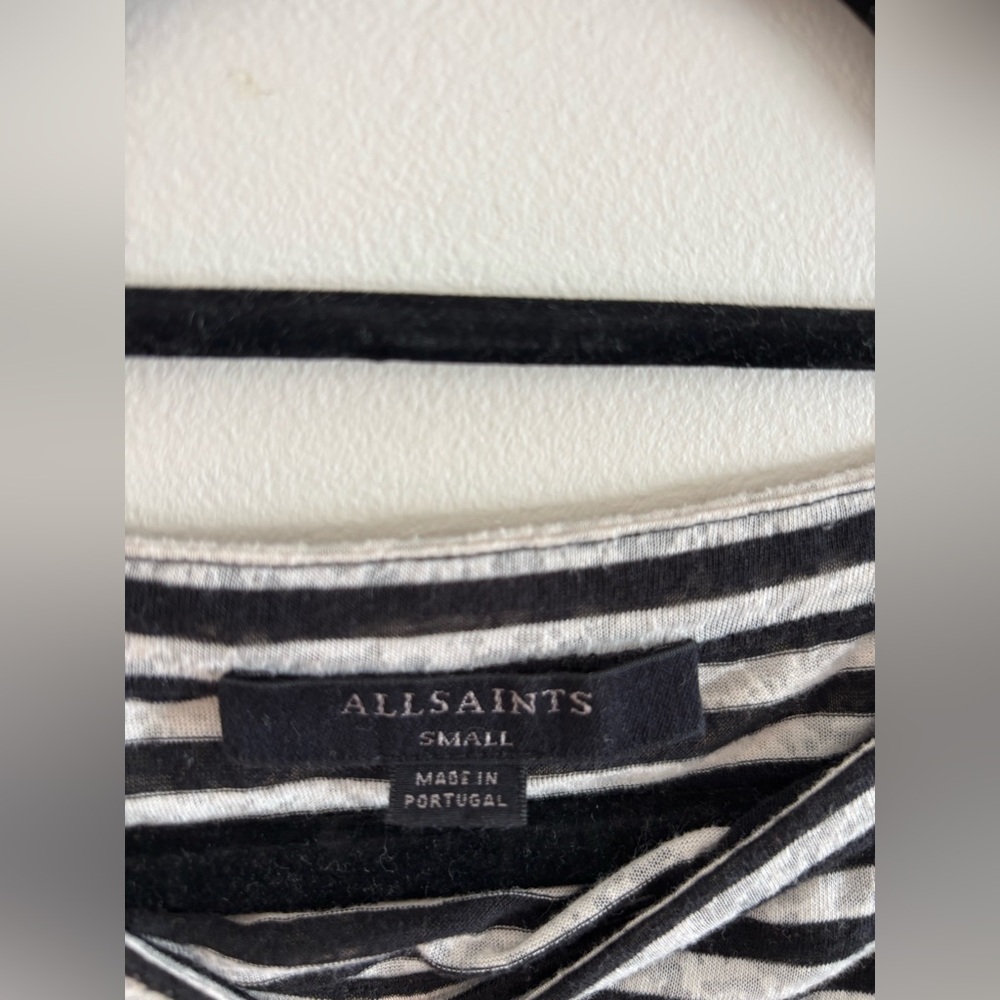 All Saints Black and White Striped Long Sleeve Top|Loose Fit|The Rita|Size Small - Picture 7 of 9